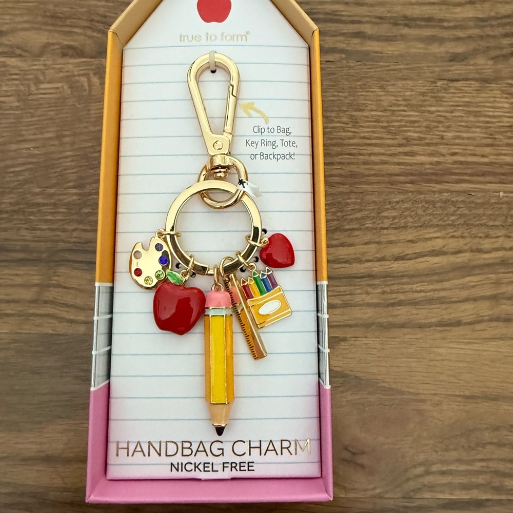 School Artistic Gold‎ and Red Keychain Charm